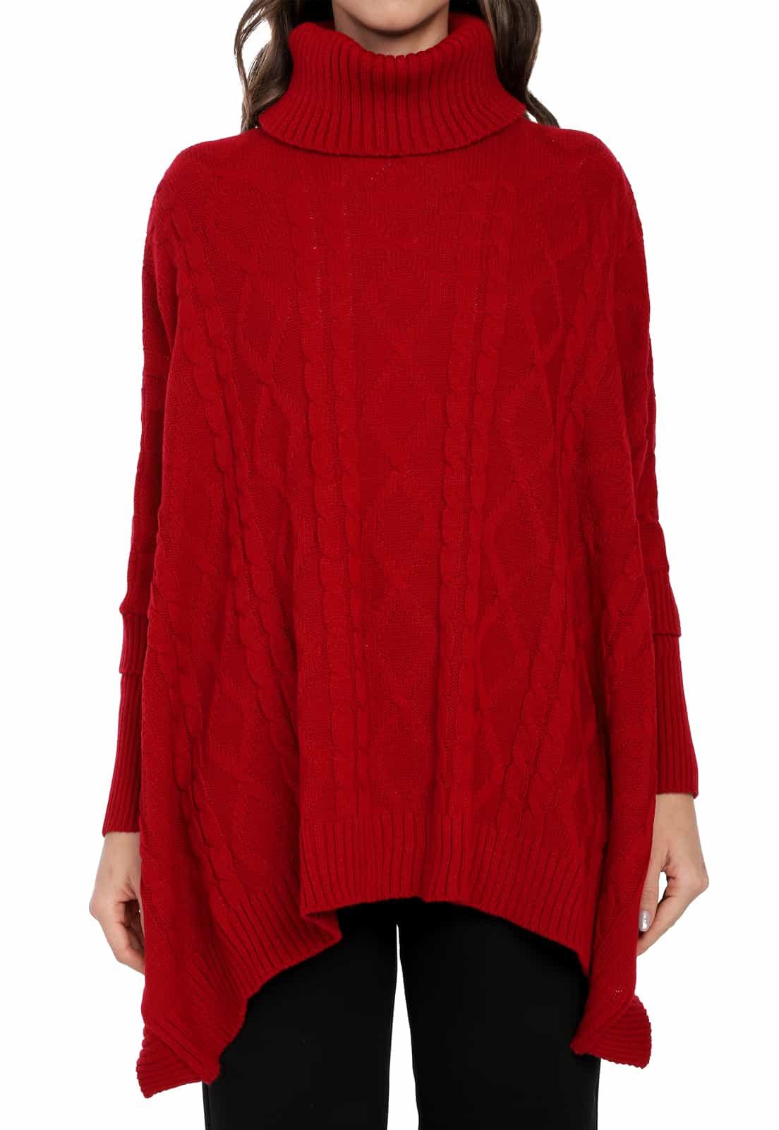 Ruana Mangas Trenza Rombos Cuello Tortuga - Prendas de vestir - Giive Giive