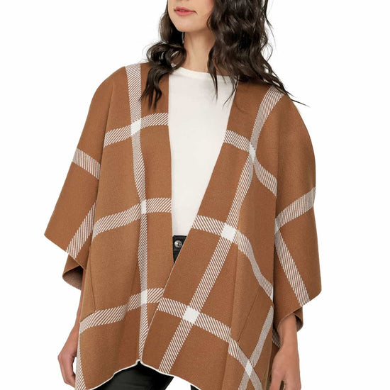 Ruana Abierta para Mujer Rayas Verticales y Horizontales - OMA567 - Giive Fabricante Colombiano de Ruanas para Mujer y Hombre