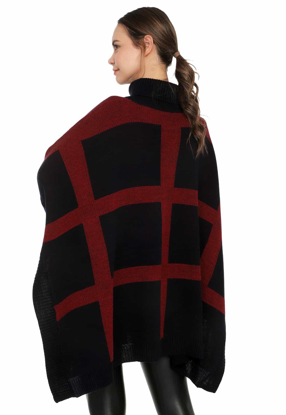 Ruana Rayas Verticales y Horizontales Cuello Alto - Prendas de vestir - Giive Giive