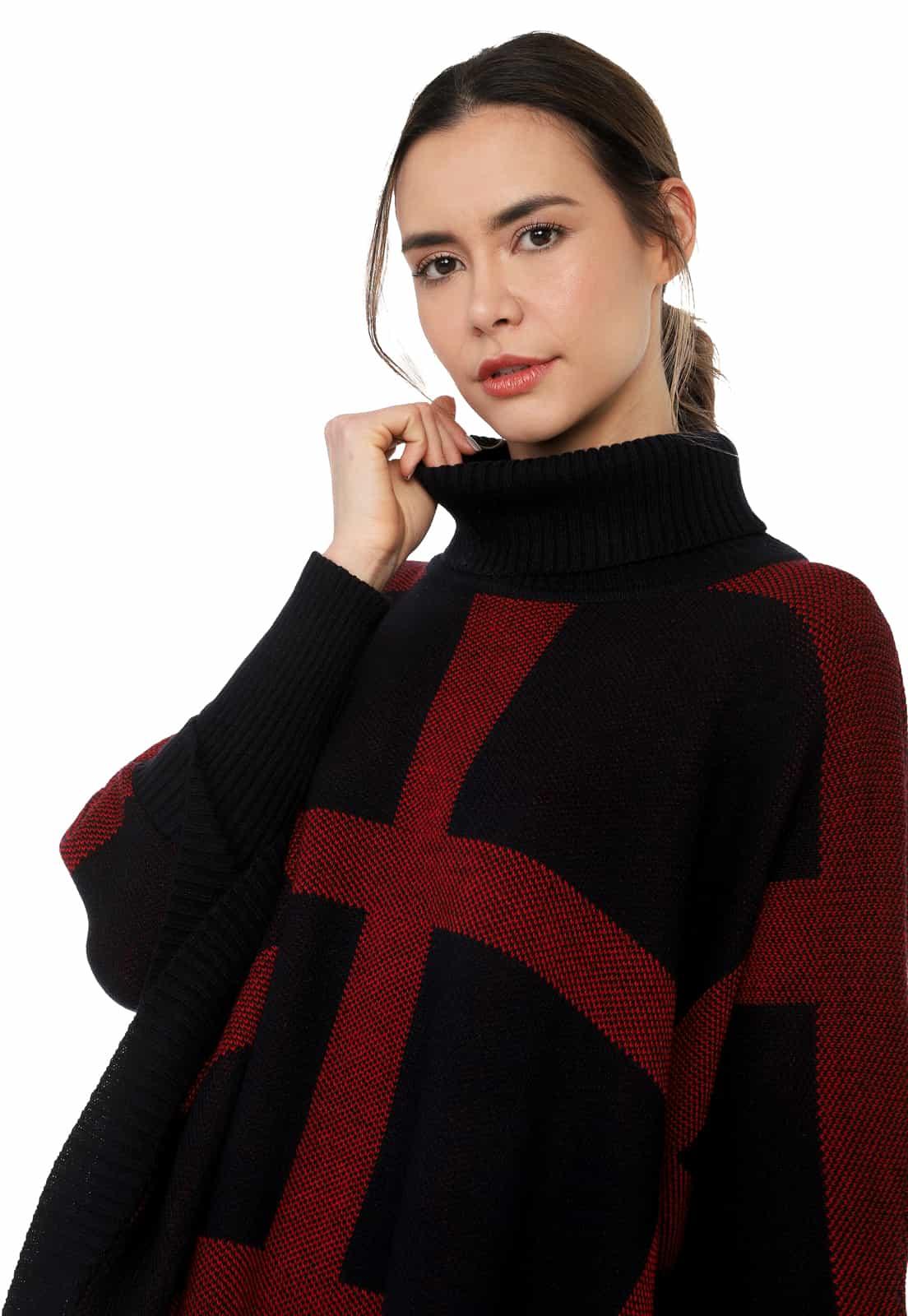 Ruana Rayas Verticales y Horizontales Cuello Alto - Prendas de vestir - Giive Giive