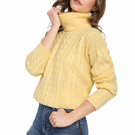 Saco para Mujer Trenza Completo Cuello Tortuga  - UMC512 - Giive Fábrica de sweaters para Mujer colombia