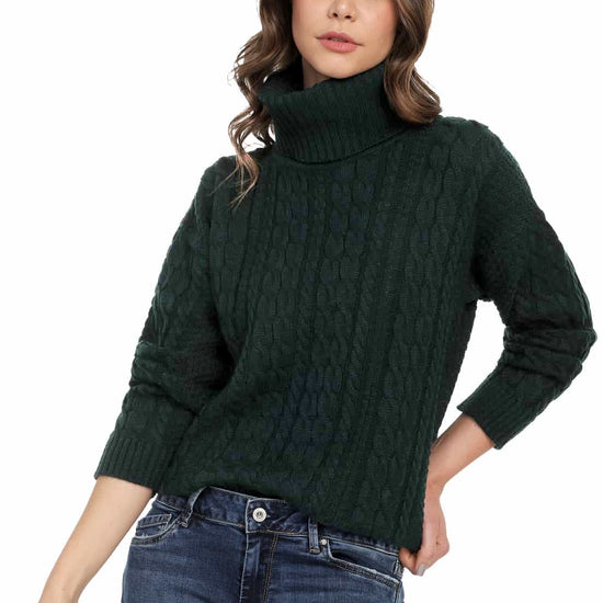 Saco para Mujer Trenza Completo Cuello Tortuga  - UMC512 - Giive Fábrica de sweaters para Mujer colombia