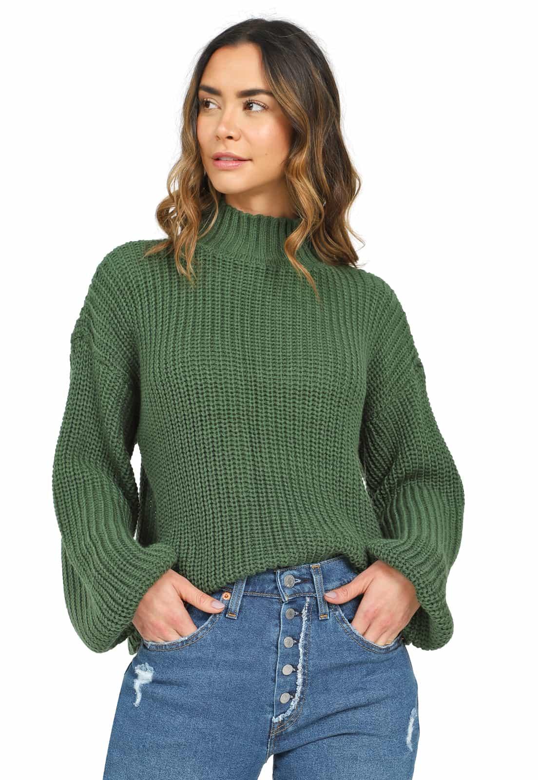 ▷ Sweater para Mujer Colombiano Punto Ingles Grueso Cuello Alto